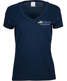 Custom Printed T-Shirts: Embroidered Ladies 100% Cotton V-Neck T-Shirt